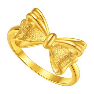 潮宏基交织浪漫蝴蝶结黄金戒指足金硬金礼物