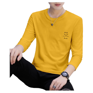 2026春季学生情侣体恤打底衫宽松纯棉潮流男士长袖T恤圆领上衣服