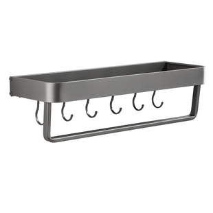 枪灰色免打孔厨房置物架可拆洗 太空铝多功能简约双层调味架壁挂