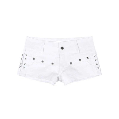 辣妹风铆钉白色牛仔超短裤女夏季