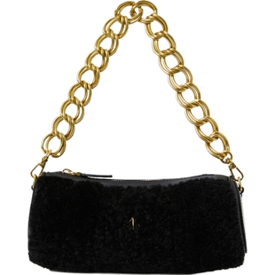 【新年礼物】MANU atelier 女士皮革边饰羊毛皮单肩包