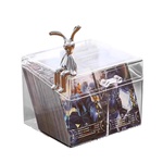 ins小卡收纳盒带盖透明4格胶带储物盒封口贴收纳桌面名片杂物盒子