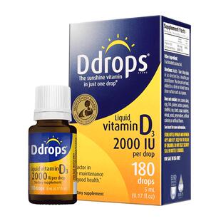Ddrops滴卓思2000iu维生素D3滴剂DD小滴瓶阳光vd3维D成人维生素D3