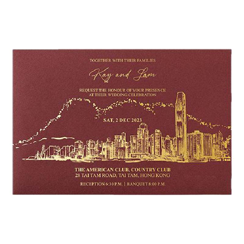 港式狮子山喜帖烫金结婚请帖2026婚礼请柬繁体字高级感邀请函小众