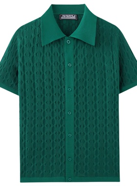 欧美男装2026夏季针织短袖衬衫大码休闲开衫POLO衫Men's T-Shirt