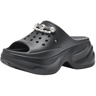 热风厚底一字拖女2026年夏季新款百搭休闲拖鞋增高凉拖H69W26206