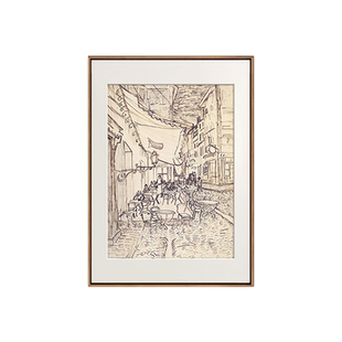 梵高玄关装饰画法式复古小众艺术挂画高级感中古风客厅素描风景壁