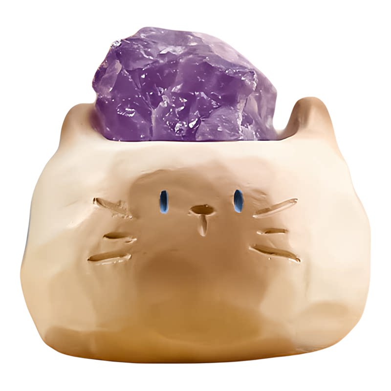 正品猫猫pai盲盒水晶矿石摆件治愈系女生礼物解压神器猫咪手办