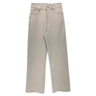 重磅灰白牛！巨显瘦四面弹窄版直筒牛仔裤女秋冬加绒小个子阔腿裤