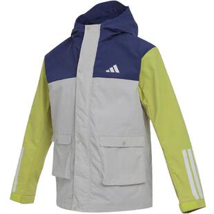 阿迪达斯童装25秋季男童梭织外套拒水防风儿童运动连帽夹克KS3081