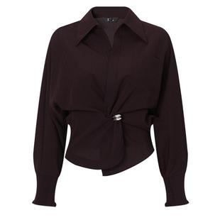 IDPAN轻职场衬衫上衣女V领收腰极简通勤衬衣裤子套装26春季新款