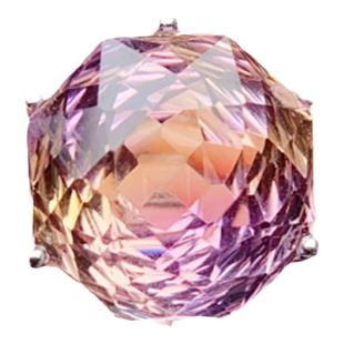 天然紫黄晶戒指女12mm玫瑰切/经典款指环耳钉吊坠手链招财纯银