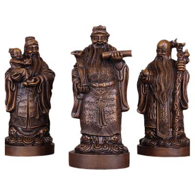 木雕福禄寿三星摆件客厅祝寿礼品
