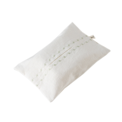 WOOKEN林间絮语 抽纸袋纯亚麻双层绣花纸巾袋高档可挂车载侘寂