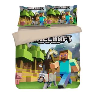 我的世界床单被套四件套1.5m儿童床上用品床笠游戏Minecraft4周边