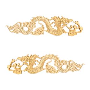 东阳木雕实木雕花中式古建装修 二龙戏珠双龙佛龛背景墙贴花花片