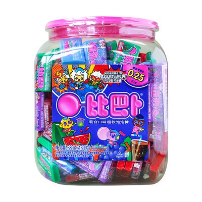 比巴卜泡泡糖桶罐装320个口香糖果混合口味儿童8090后怀旧零食