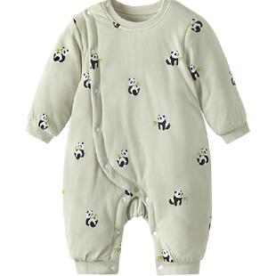 babylove婴儿连体衣秋冬季加棉保暖哈衣爬服纯棉男女宝宝衣服棉服