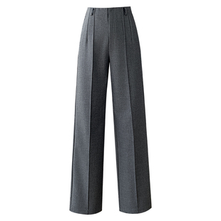 中线直筒西装裤女2026新款春秋休闲西裤垂坠感拖地高腰窄版阔腿裤