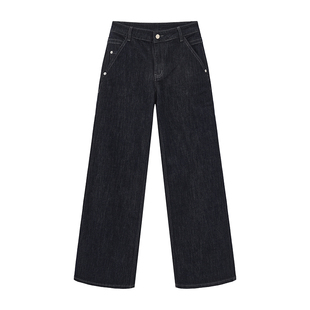 CUBIC复古原牛色简约中腰直筒修身休闲牛仔裤