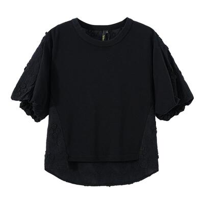 普普风100%棉泡泡袖T恤女