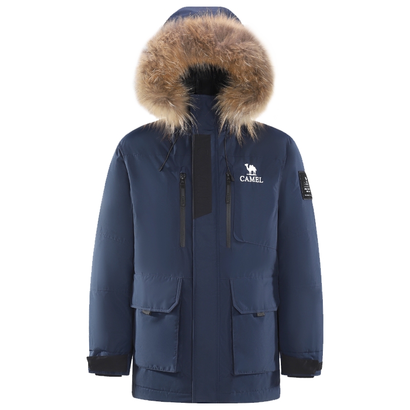 骆驼炙暖暖绒系列工装保暖羽绒服2025女款加厚冬派克大毛领外套