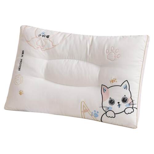 枕头儿童护颈椎助睡眠30x50cm青少年专用学生宿舍午睡绣花枕芯406