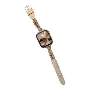 【uhada】适用于Apple watch表带个性智能腕带iwatchS9表带秋冬女新中式编织拼皮S8/7/6/5/SE高级ultra2腕带
