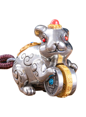 白铜兔子手把件聚财摆件解压礼品