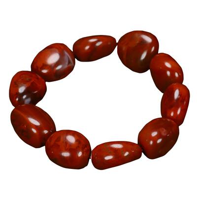 天然火焰纹原石手串凉山南红玛瑙