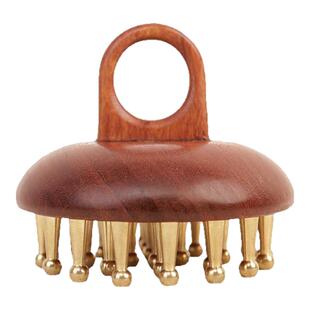 实木指环按摩梳黄铜经络刷揉腹部腿部刮痧疏通经络专业按摩升级款