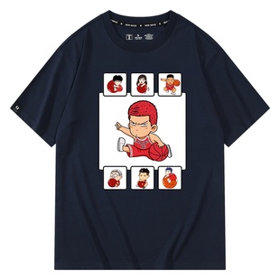 动漫卡通Q版灌篮高手安西教练纯棉青少年夏季宽松短袖T恤衫衣服
