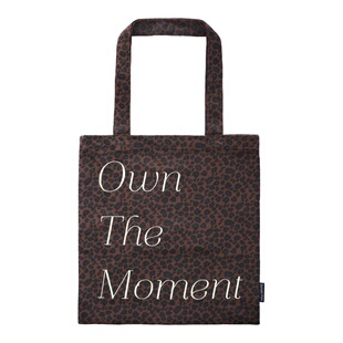 SunsetPark「拥有此刻」原创豹纹英文刺绣百搭通勤时髦单肩帆布包