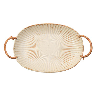 双耳碗烤碗brunch碗粗陶碗侘寂风餐具碗女生高颜值家用沙拉水果碗