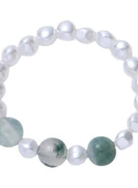 简约百搭气质珍珠戒指ins风绿色