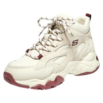 斯凯奇女款中高帮厚底保暖老爹鞋