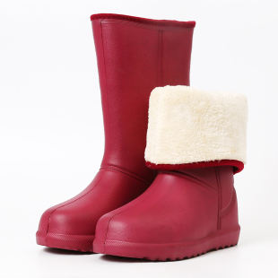 冬季雨鞋加绒加厚女一体绒高筒水鞋轻便防滑长筒防水保暖棉雨靴