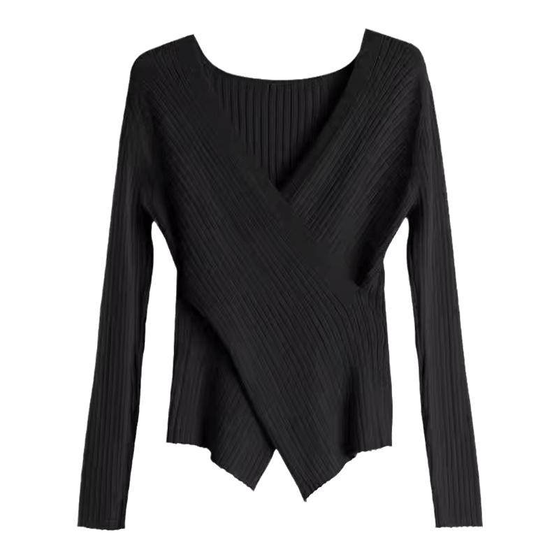 哺乳上衣秋冬产后交叉v领长袖针织显瘦外出辣妈款性感喂奶服毛衣