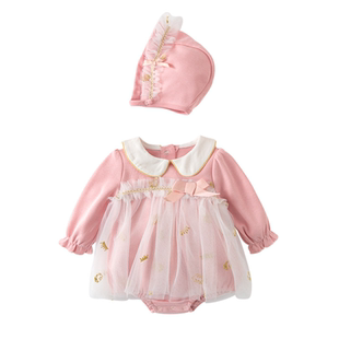 百天宝宝衣服甜美公主礼服2026新款婴儿长袖包屁裙洋气婴幼儿春装