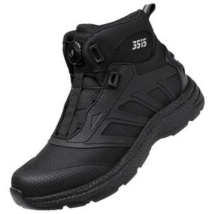 强人3515男鞋中帮训练鞋秋冬高帮户外靴子战术靴男冬季黑色登山鞋