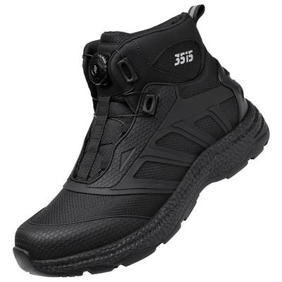 强人3515男鞋中帮训练鞋秋冬高帮户外靴子战术靴男冬季黑色登山鞋