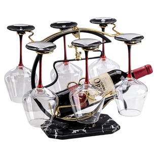 欧式轻奢高档红酒杯套装家用葡萄酒杯酒架醒酒器水晶摆件高脚杯子