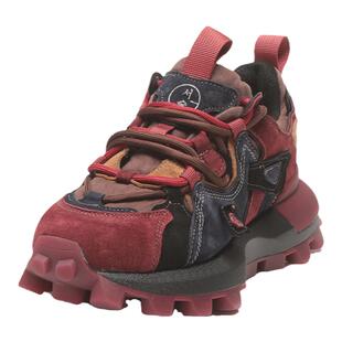 欧洲站真皮厚底增高复古拼色华夫阿甘鞋女2026春季新款运动老爹鞋