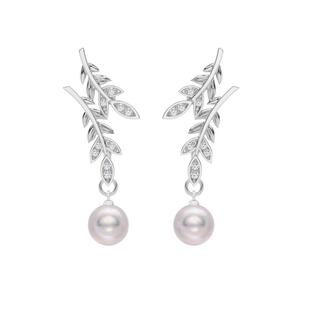 喜珠阁【Grow生长】麦穗双叶耳钉珍珠耳环女款高级生日礼饰品