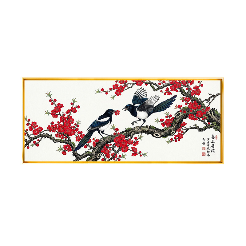 中式喜上眉梢十字绣满绣2026新款喜事多多全绣手工绣横版花鸟自绣