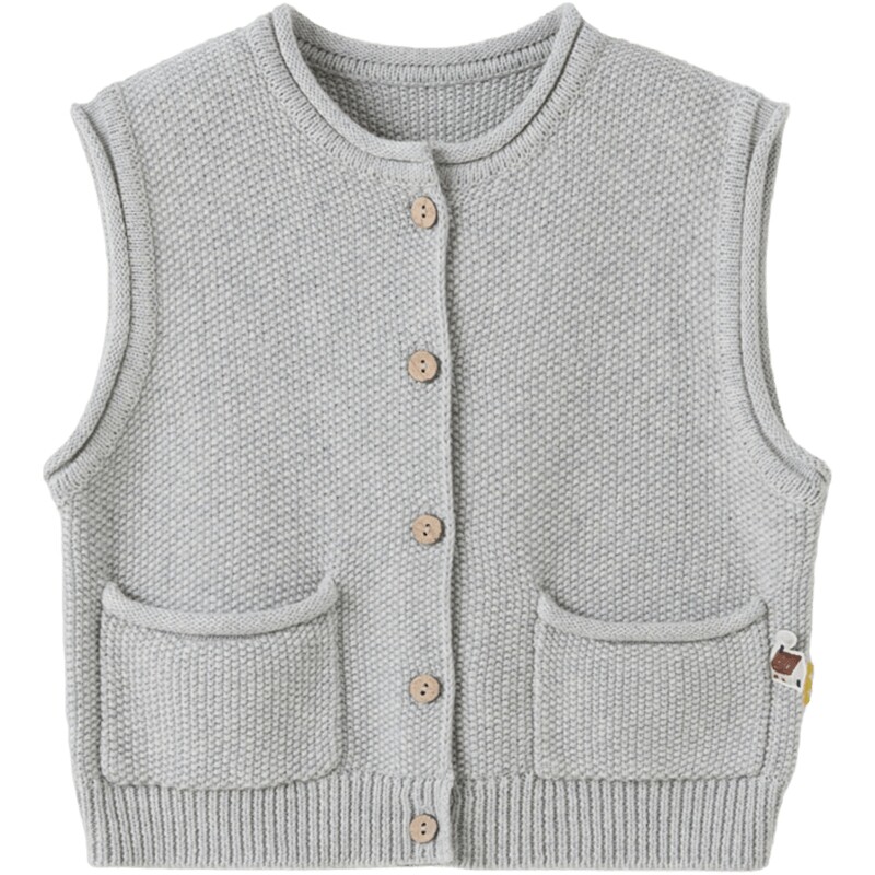 【新品】papa爬爬秋季儿童马甲A类男女童菠萝格纯棉上衣背心文艺