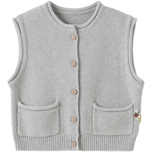【新品】papa爬爬秋季儿童马甲A类男女童菠萝格纯棉上衣背心文艺