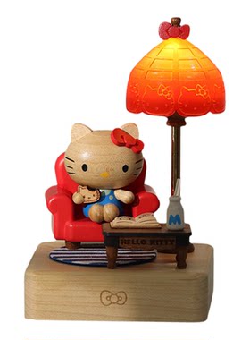 森活木趣HelloKitty木质充电氛围创意台灯小夜灯床头LED生日礼物