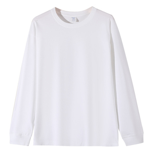 新疆纯棉400g重磅白色全棉百搭长袖t恤春秋新款内搭打底衫男女款