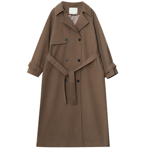 300斤胖莹莹大码女装胖mm英伦风简约气质长款风衣外套夹棉呢大衣